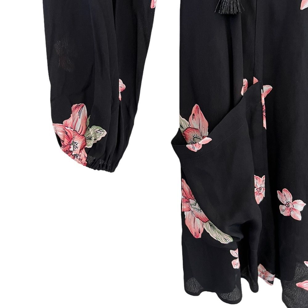 Reformation Misha Black Floral Mini Dress Size 2 - Picture 8 of 16